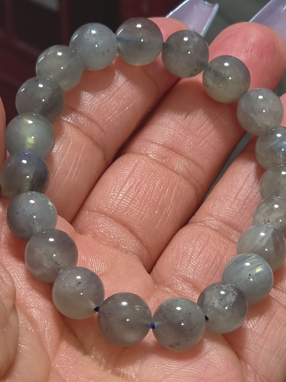 Labradorite Beaded Stretch Bracelet 9.7" mm